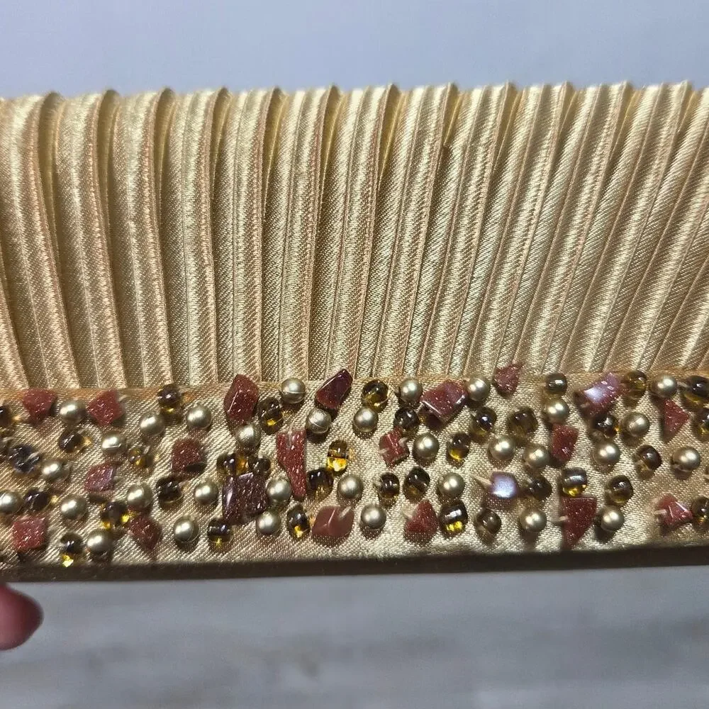 Bijoux Terner Gold Rouch Clutch Purse with Bead Detail